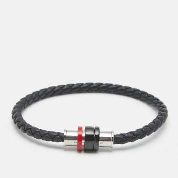 Pre Owned Montblanc The TimeWalker Woven Leather Ceramic Stainelss Steel Bracelet