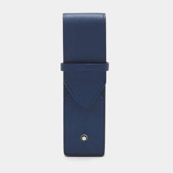 Pre Owned Montblanc Blue Leather 2 Pen Pouch Holder