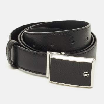 Pre Owned Montblanc Cut to Size Buckle Belt Black Leather