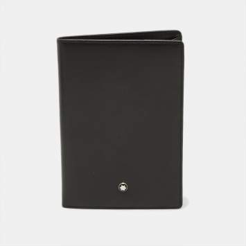 Pre Owned Montblanc Meisterstuck Passport Holder Black Leather