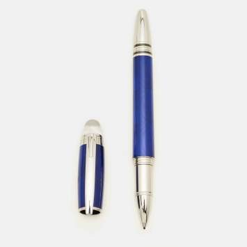 Pre Owned Montblanc Starwalker Cool Blue Resin Silver Tone Rollerball Pen
