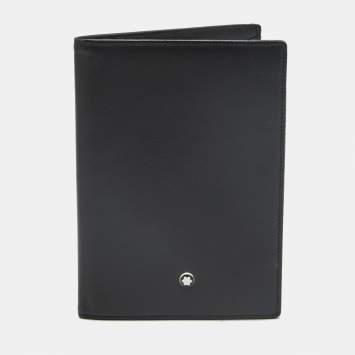 Pre Owned Montblanc Meisterstuck Passport Holder Black Leather