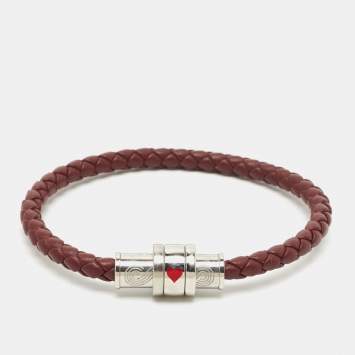 Pre Owned Montblanc Meisterstück Around The World In 80 Days Woven Leather Enamel Steel Bracelet