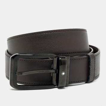 Pre Owned Montblanc Cut To Size Buckle Belt Brown Leather