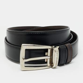 Pre Owned Montblanc Cut to Size Reversible Buckle Belt Black/Brown Leather