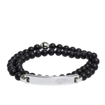 Pre Owned Montblanc Sterling Silver, Onyx and Tiger's Eye Beaded James Dean Bracelet