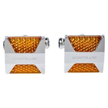 Pre Owned Montblanc Orange Resin Inlay Urban Spirit Cufflinks