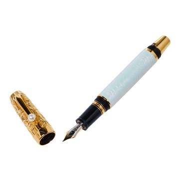 Pre Owned Montblanc Boheme Pearly Lacquer Textured Gold Finish Fountain Pen