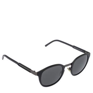 Pre Owned Montblanc Matte Black/ Grey MB590S Round Sunglasses