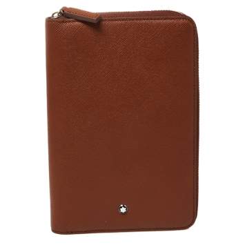 Pre Owned Montblanc Brown Leather Zip Around Agenda Organizer