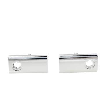 Pre Owned Montblanc Contemporary Sterling Silver Rectangular Star Cut Cufflinks