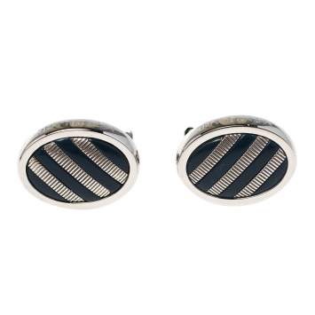Pre Owned Montblanc Steel JFK Edition Oval Cuff Links