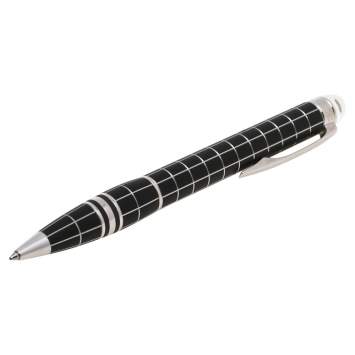 Pre Owned Montblanc Starwalker Black Rubber Grid Silver Tone Rollerball Pen