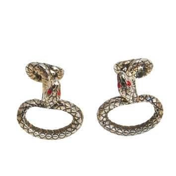 Pre Owned Montblanc Rouge et Noir Sterling Silver Serpenti Cufflinks