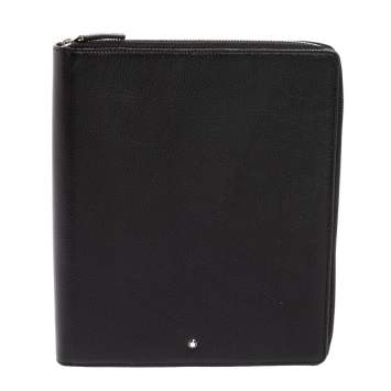 Pre Owned Montblanc Black Leather Meisterstuck Zip Business Companion Clutch