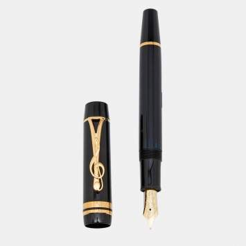 Pre Owned Montblanc Black Resin Gold Tone Leonard Bernstein Limited Edition 21850 Fountain Pen