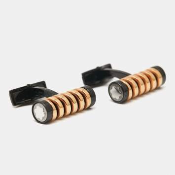 Pre Owned Montblanc Three Tone Metal Sprial Cufflinks