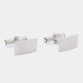 Pre Owned Montblanc Silver Tone Rectangular Cufflinks