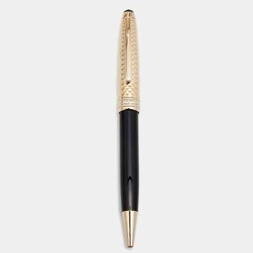 Pre Owned Montblanc Meisterstück Gold Tone Geometric Dimension Ballpoint Pen 