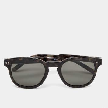 Pre Owned Montblanc Brown Tortoiseshell/ Smoke Grey Polarized MB 693S Wayfarer Sunglasses