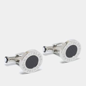 مملوكة مسبقًا Montblanc Meisterstück Silver Tone Carbon Inlay Cufflinks