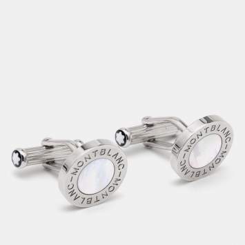 مملوكة مسبقًا Montblanc Meisterstuck Mother of Pearl Silver Tone Cufflinks