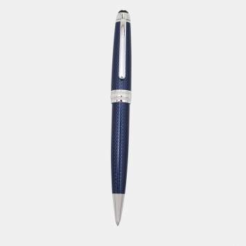 Pre Owned Montblanc Meisterstuck Blue Hour Solitaire Midsize Blue Lacquer Platinum Coated Ballpoint Pen