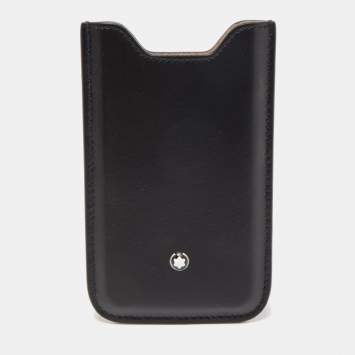 Pre Owned Montblanc Black Leather Meisterstuck Phone Case