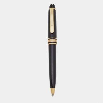 Pre Owned Montblanc Meisterstuck Black Resin Gold Tone Small Ballpoint Pen