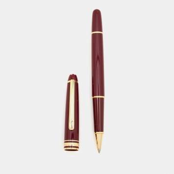 Pre Owned Montblanc Meisterstuck Burgundy Resin Gold Tone Rollerball Pen