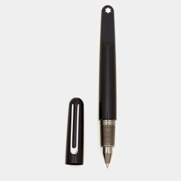 Pre Owned Montblanc M Black Resin Gunmetal Tone Rollerball Pen