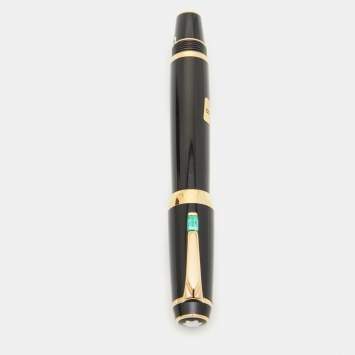 Pre Owned Montblanc Bohème Vert Resin Gold Tone Fountain Pen