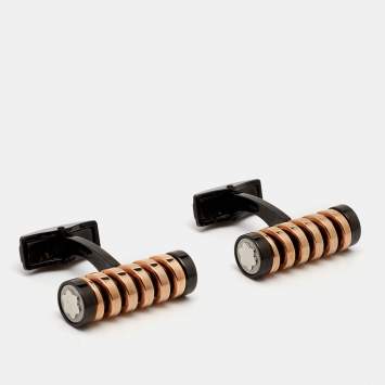 Pre Owned Montblanc Spiral Stainless Steel Two Tone Cufflinks