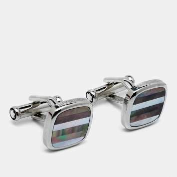 Pre Owned Montblanc Mother of Pearl Stainless Steel Cufflinks
