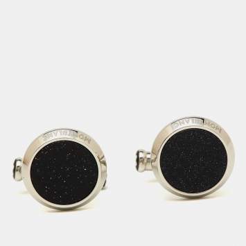 Pre Owned Montblanc Meisterstück Blue Goldstone Stainless Steel Round Cufflinks