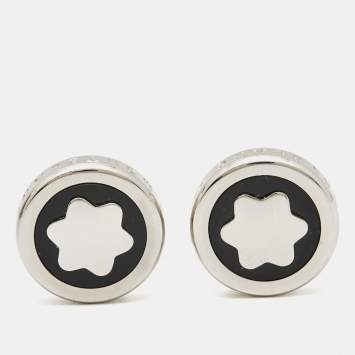 Pre Owned Montblanc  Star Onyx Silver Tone  Cufflinks