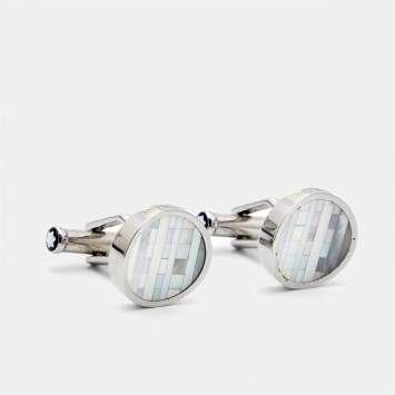 Pre Owned Montblanc Mother of Pearl Steel Cufflinks