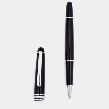 Pre Owned Montblanc Meisterstuck Classic Black Resin Platinum Finish Rollerball Pen