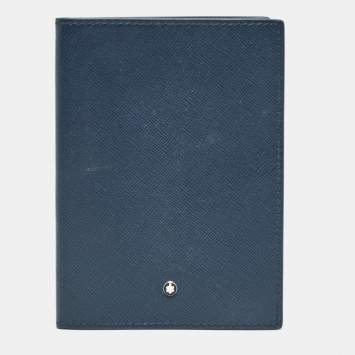 Pre Owned Montblanc Navy Blue Leather Sartorial Passport Holder