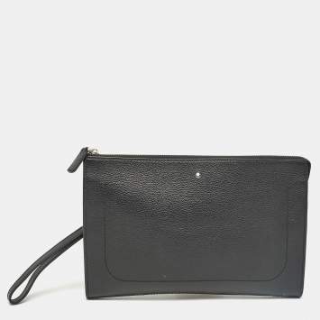 Pre Owned Montblanc Black Leather Meisterstuck Wristlet Pouch