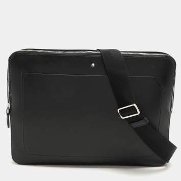 Pre Owned Montblanc Black Leather Meisterstück Urban Laptop Bag