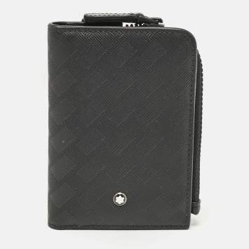 Pre Owned Montblanc Black Embossed Nylon Extreme 3.0 3CC Zipped Card Holder 