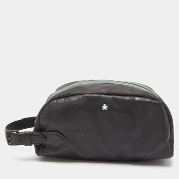 Pre Owned Montblanc x Zidane Black/Green Leather and Rubber Extreme 3.0 Pattern Pouch