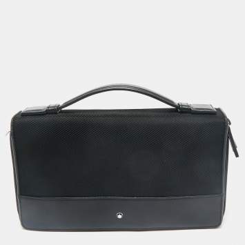 Montblanc Black Leather and Nylon Nightflight Travel Companion Wallet