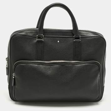 Pre Owned Montblanc Black Leather Sactorial Briefcase Bag
