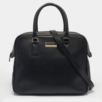 Pre Owned Montblanc Black Leather Laptop Briefcase Bag