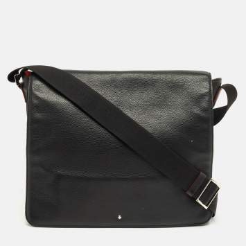Pre Owned Montblanc Black Leather Meisterstuck Messenger Bag