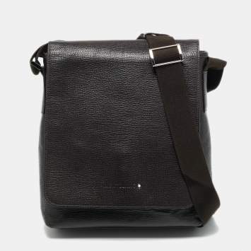 Pre Owned Montblanc Dark Brown Leather Meisterstuck North South Messenger Bag