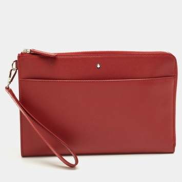 مملوكة مسبقًا Montblanc Red Leather Meisterstuck Wristlet Pouch