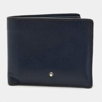 Pre Owned Montblanc Sartorial Navy Blue Leather 8CC Bifold Wallet